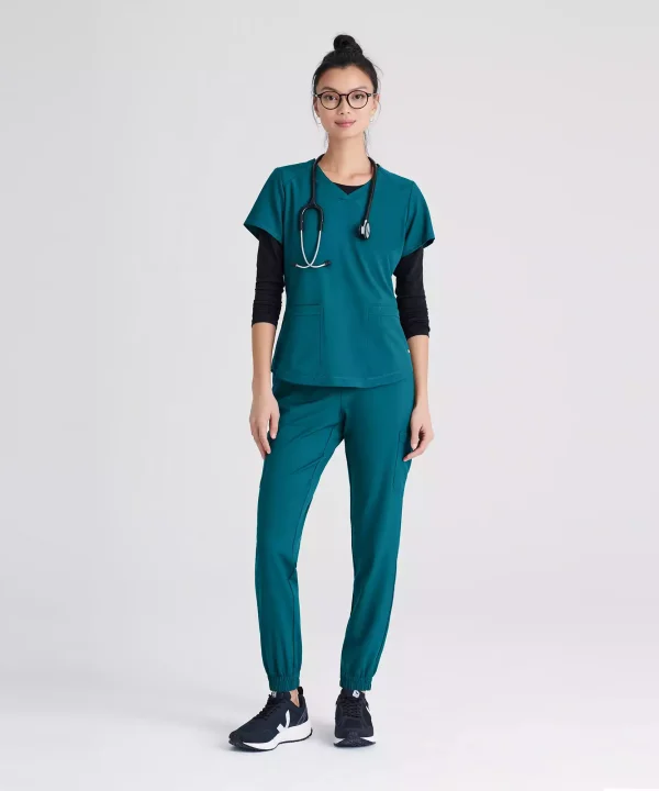 Alternative view of Grey's Anatomy Evolve 2 Pocket Piped V-Neck Top | GSST180