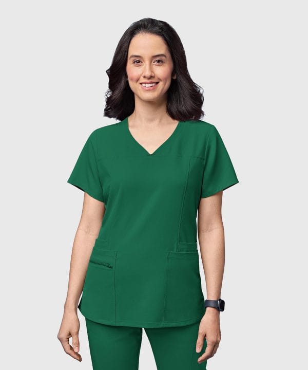 Womens Curved V-Neck 5 Pocket Scrub Top | 6322
