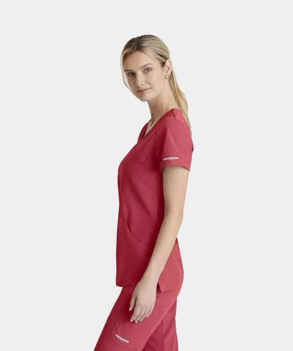 Alternative view of Women's Mock-Wrap V-Neck Scrub Top | SK102
