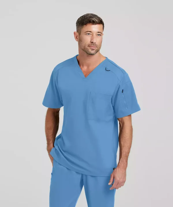 Men's Chest Pocket V-Neck Scrub Top | GRST079