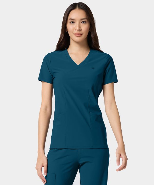 2-Pocket Shaped V-Neck Top