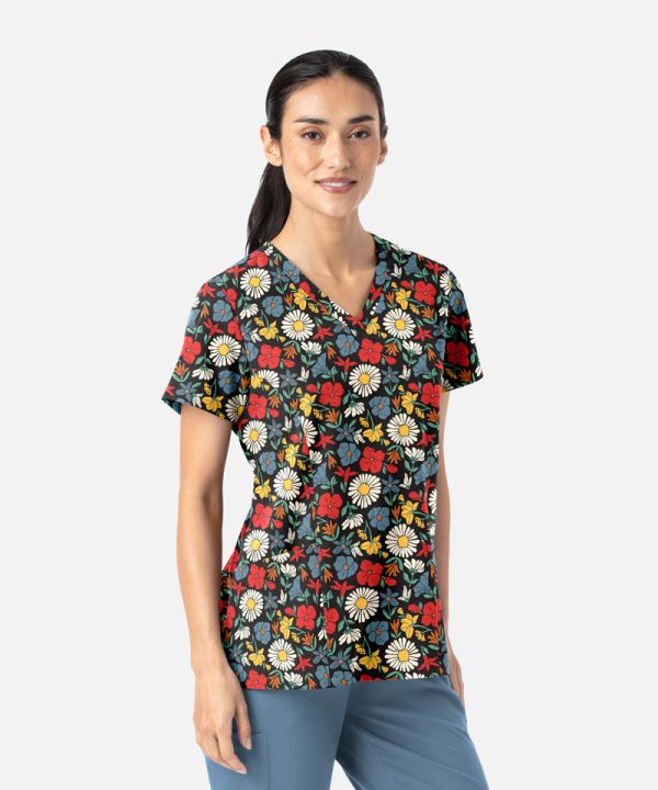 Maevn Print Scrub Top